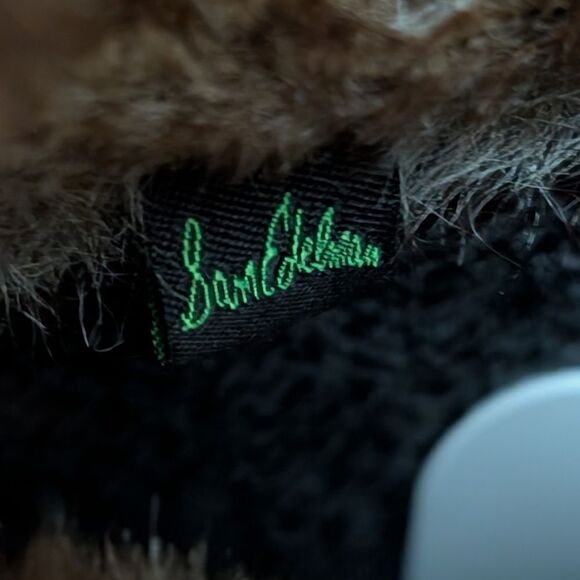 Sam Edelman Orlando suede knee high boots size 8.5M taupe faux fur cuffs pull on - Picture 3 of 13